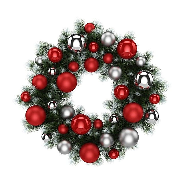 Christmas Wreath with Red and Silver Balls