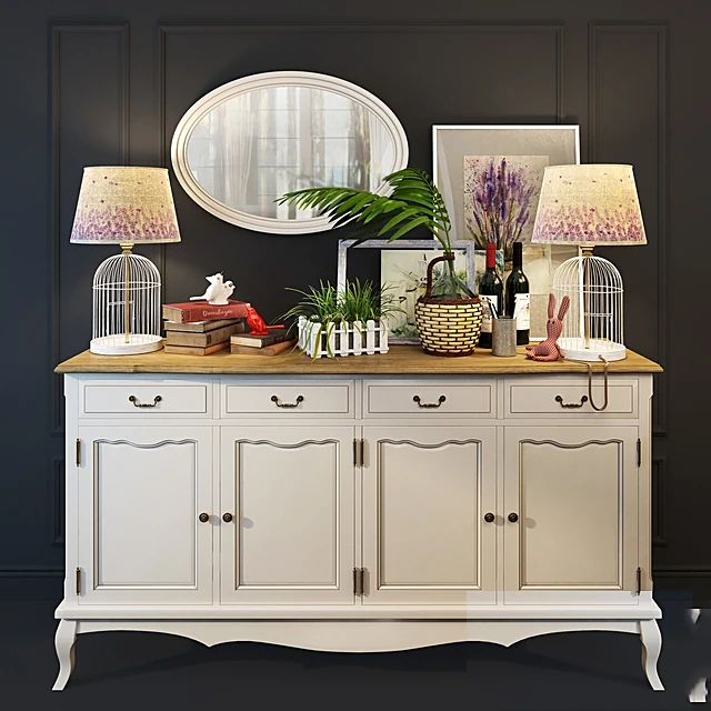 Sideboard with Drawers and Doors, Beige
