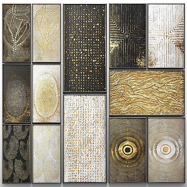 Collection of Abstract Gold Textured Artworks
