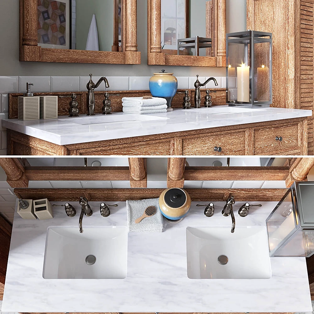 Rustic Wood Bathroom Vanity Set (2)