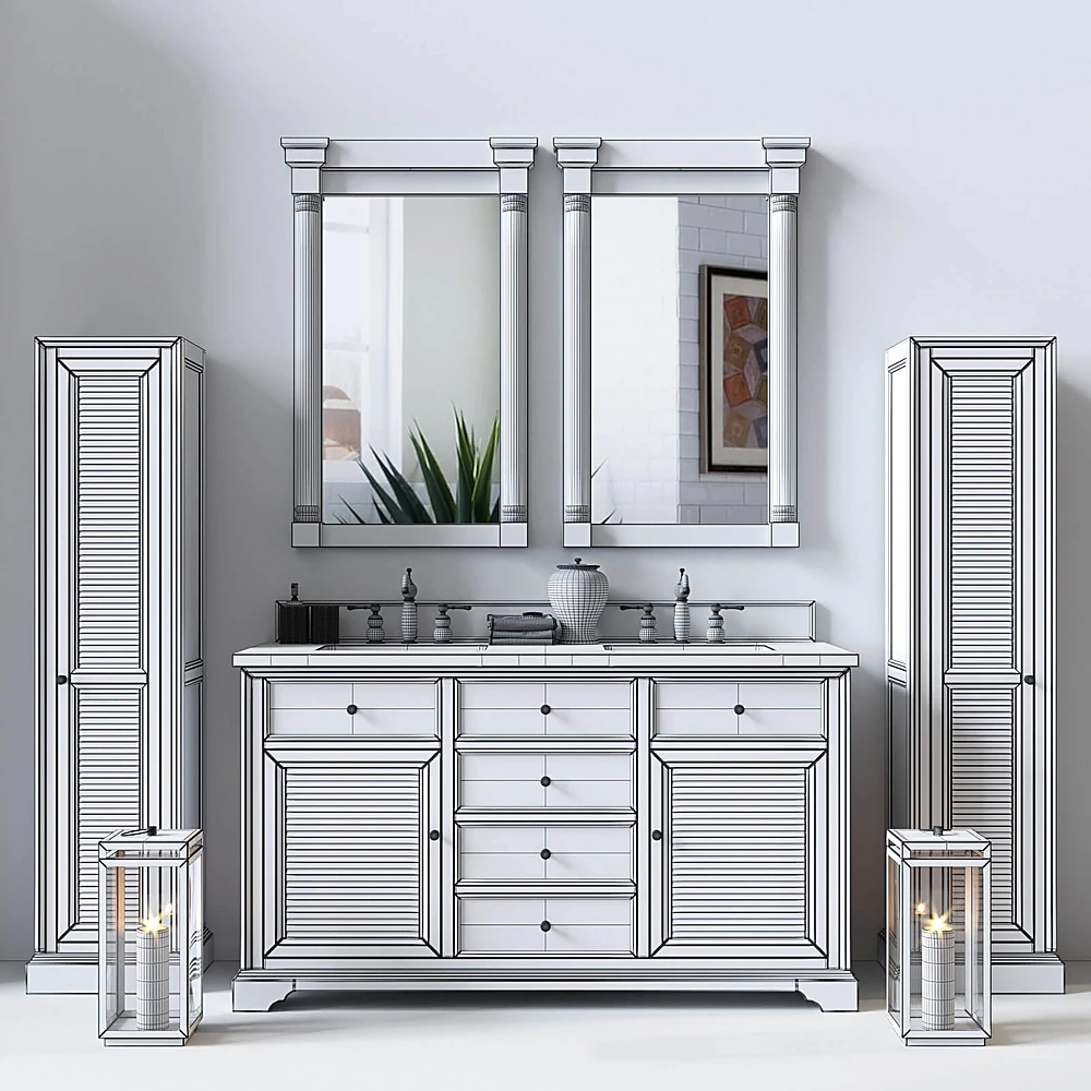 Rustic Wood Bathroom Vanity Set (3)