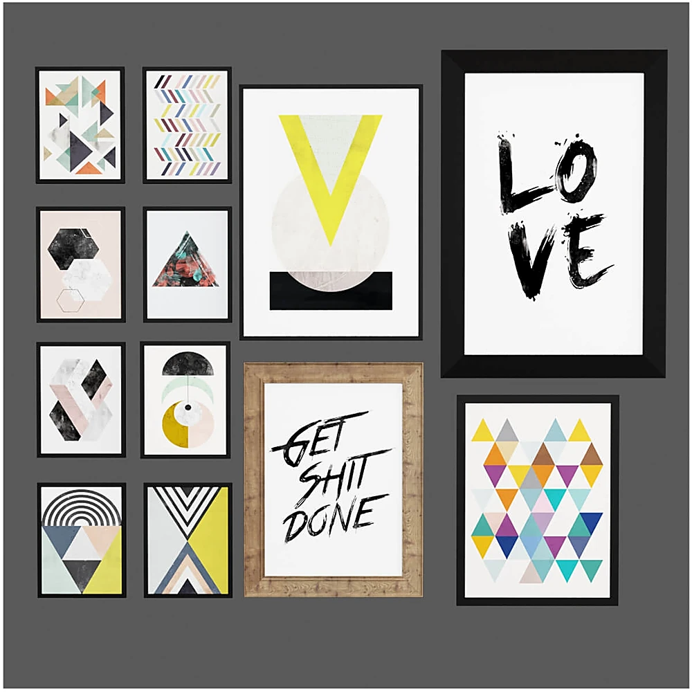 Wall Art Collection with Geometric and Typographic Prints (2)