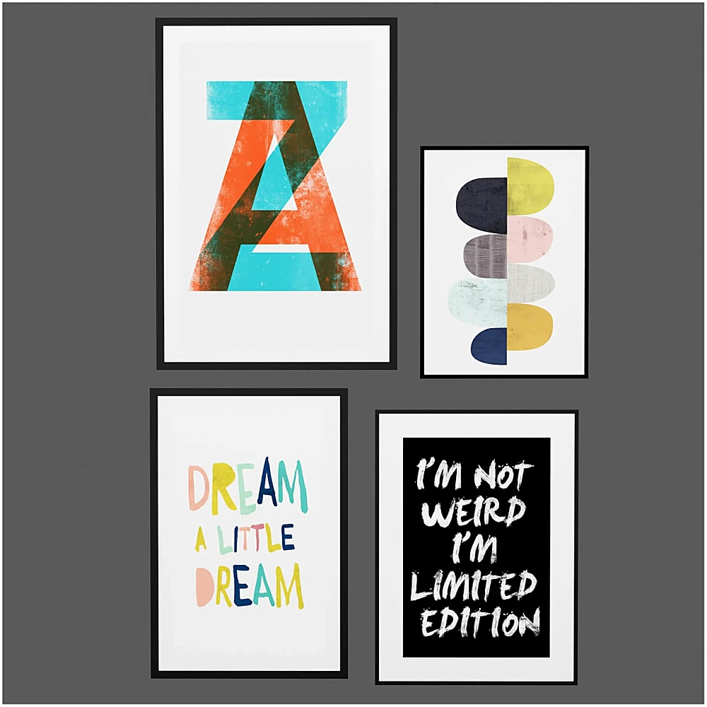 Wall Art Collection with Geometric and Typographic Prints (3)