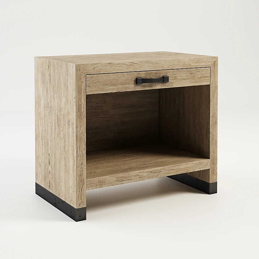 Side Table with Wood Finish and Metal Accents