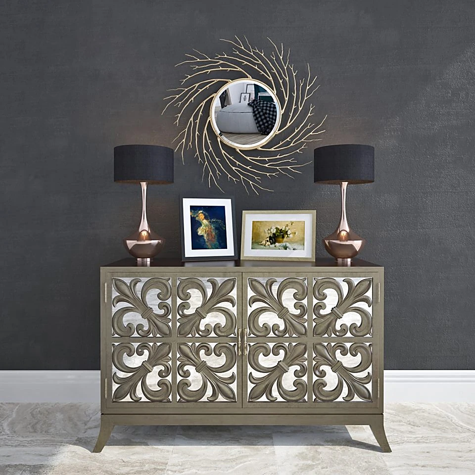 Decorative Chest of Drawer with Mirrored Panels
