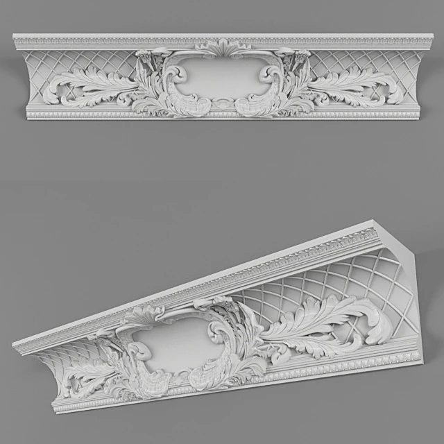 Decorative Plaster Cornice Element with Classical Ornamentation