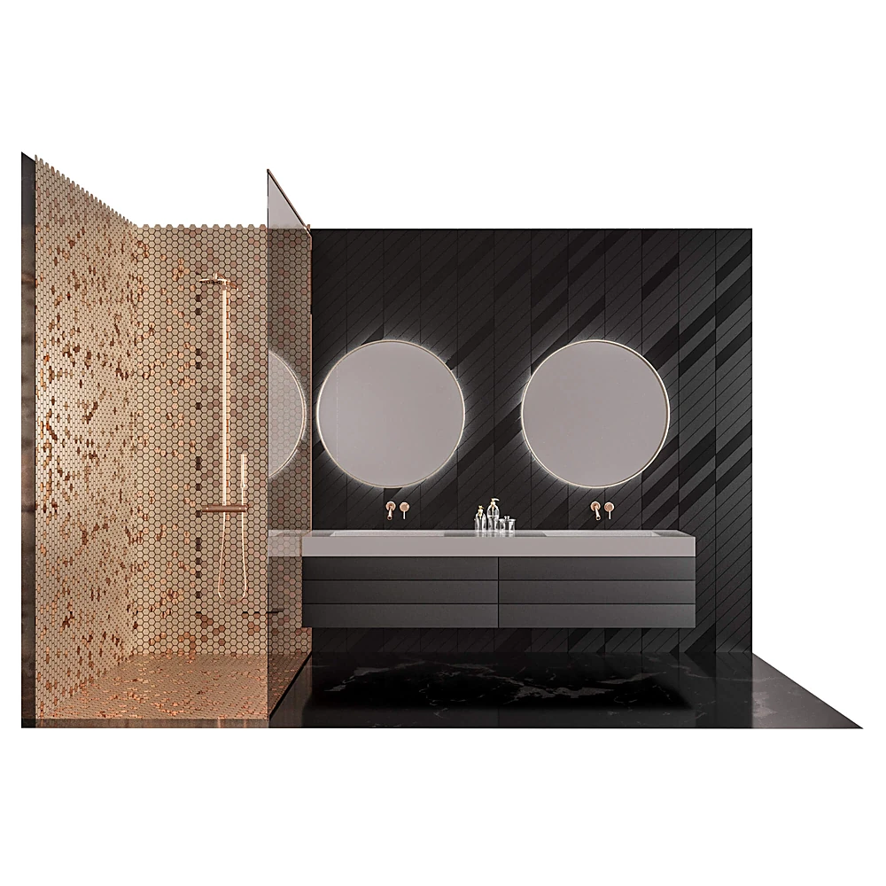 Bathroom furniture and decoration set with modern design
