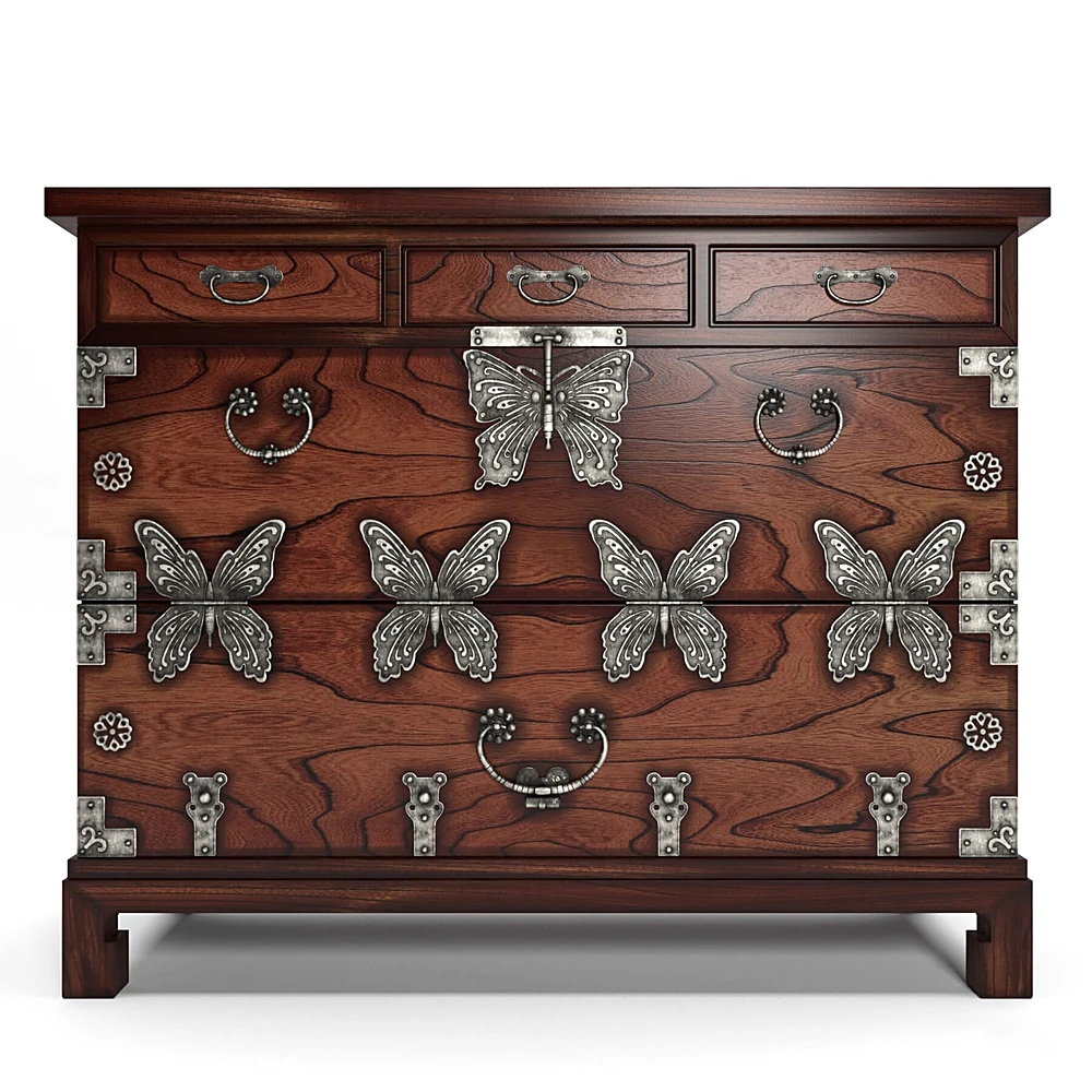 Chinoiserie Chest of Drawers with Butterfly Hardware