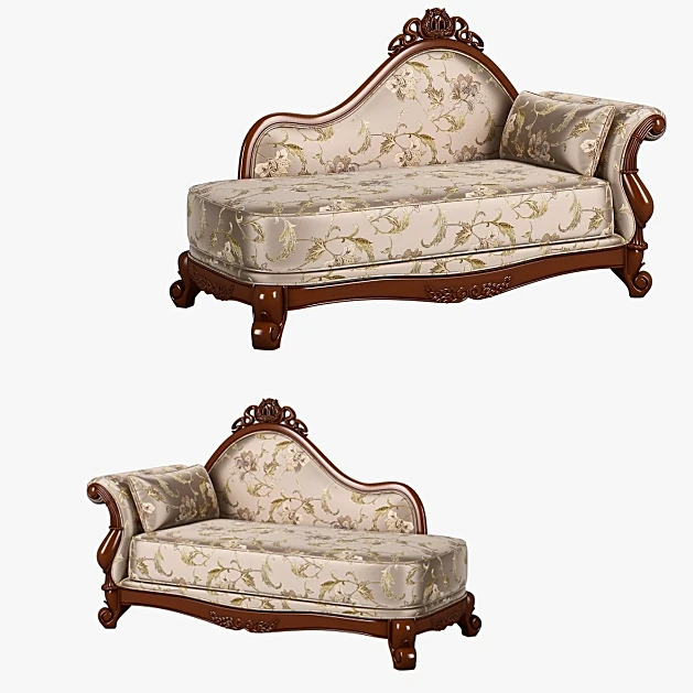 Ornate Chaise Lounge with Floral Upholstery
