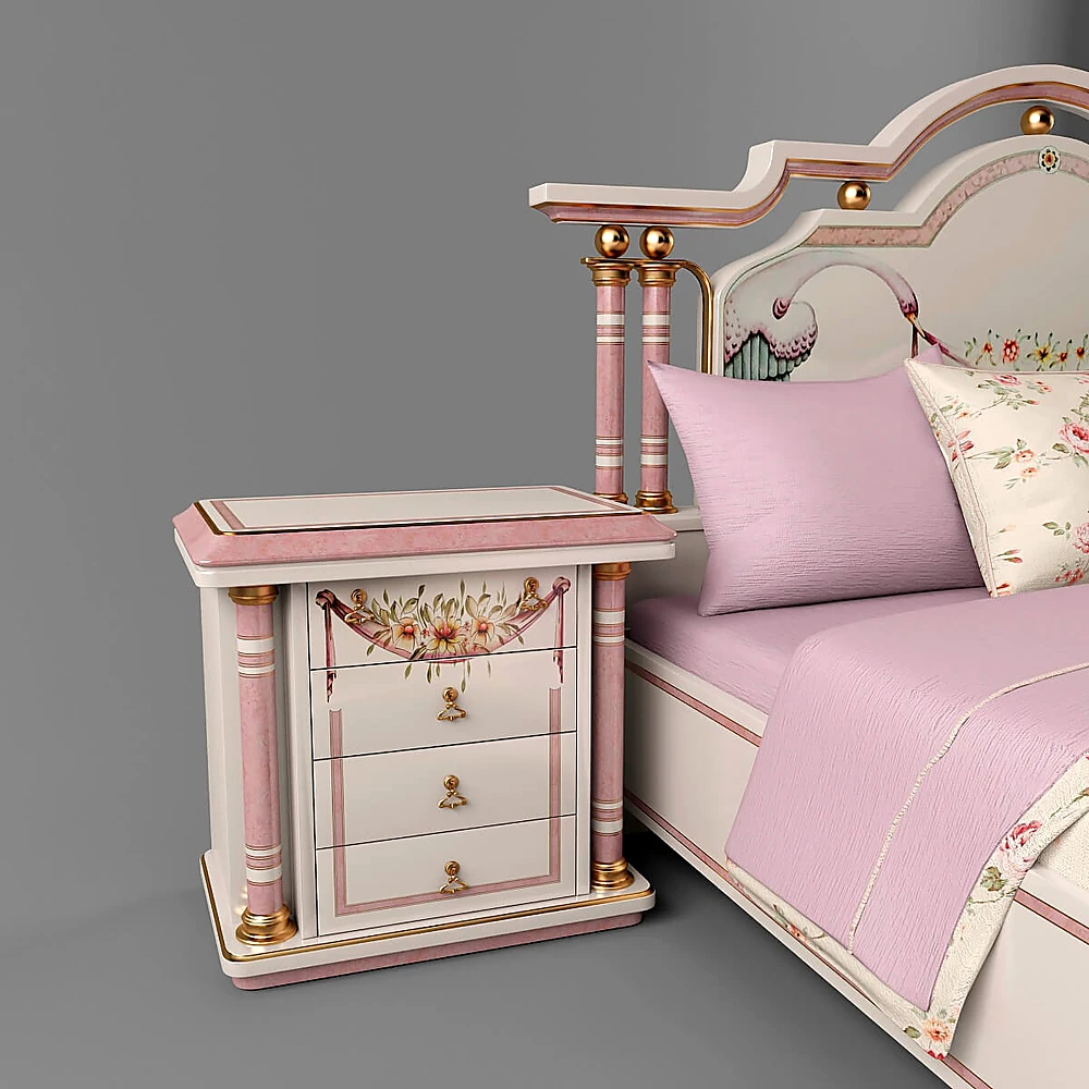 Classic Bedroom Set with Ornate Painted Wood (2)