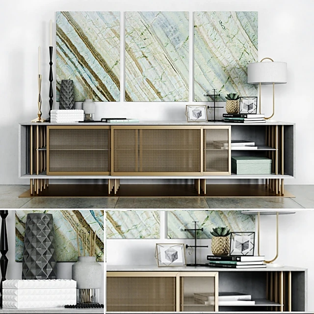 Modern Sideboard with Perforated Brass Doors