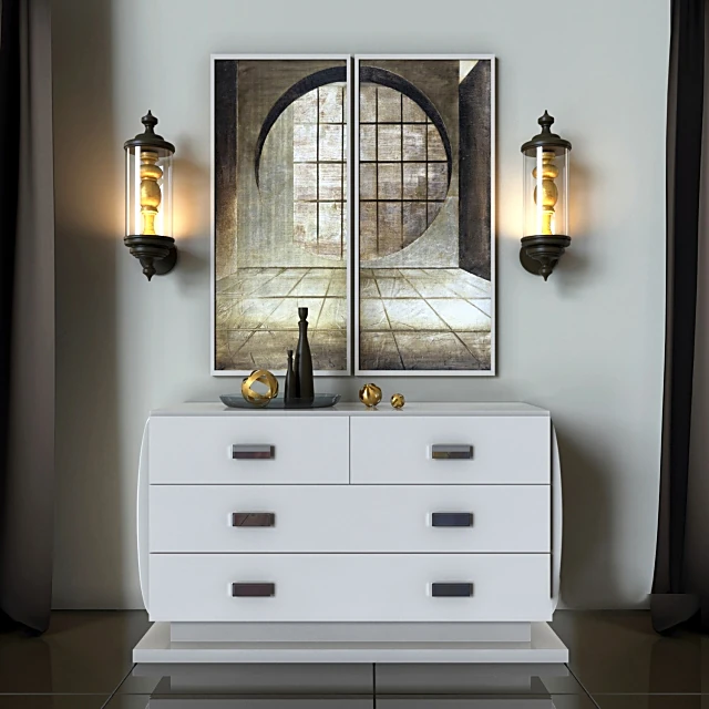Chest of drawers and lamp by Smania