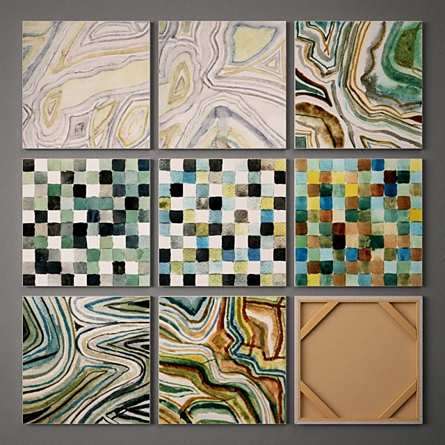 Collection of Paintings with Abstract and Geometric Designs
