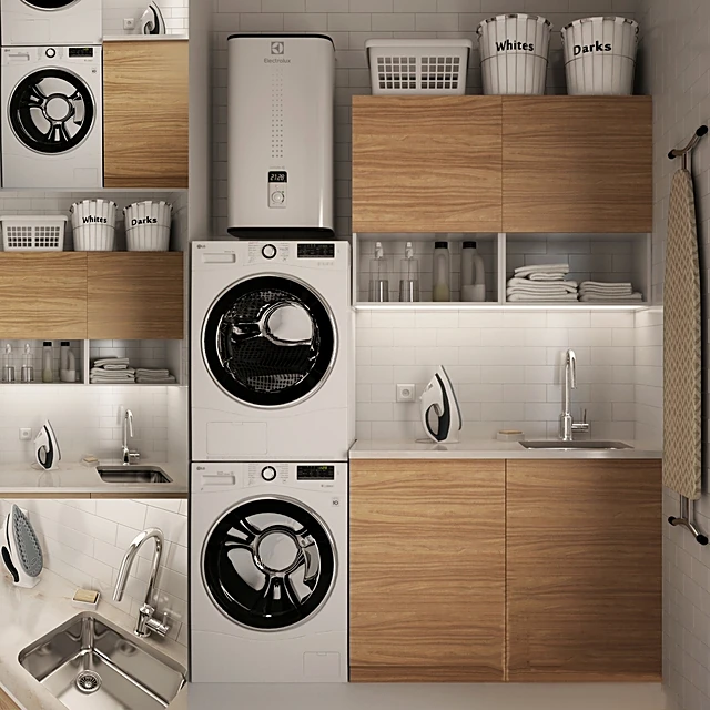 Modern Bathroom Furniture Set with Wood Cabinets