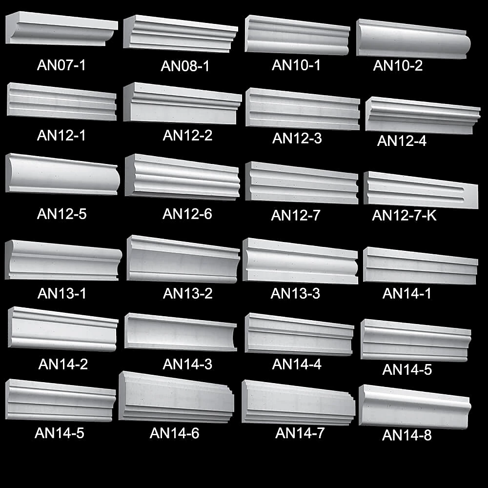 Decorative plaster trims Collection (AN07-AN14) by Arhio