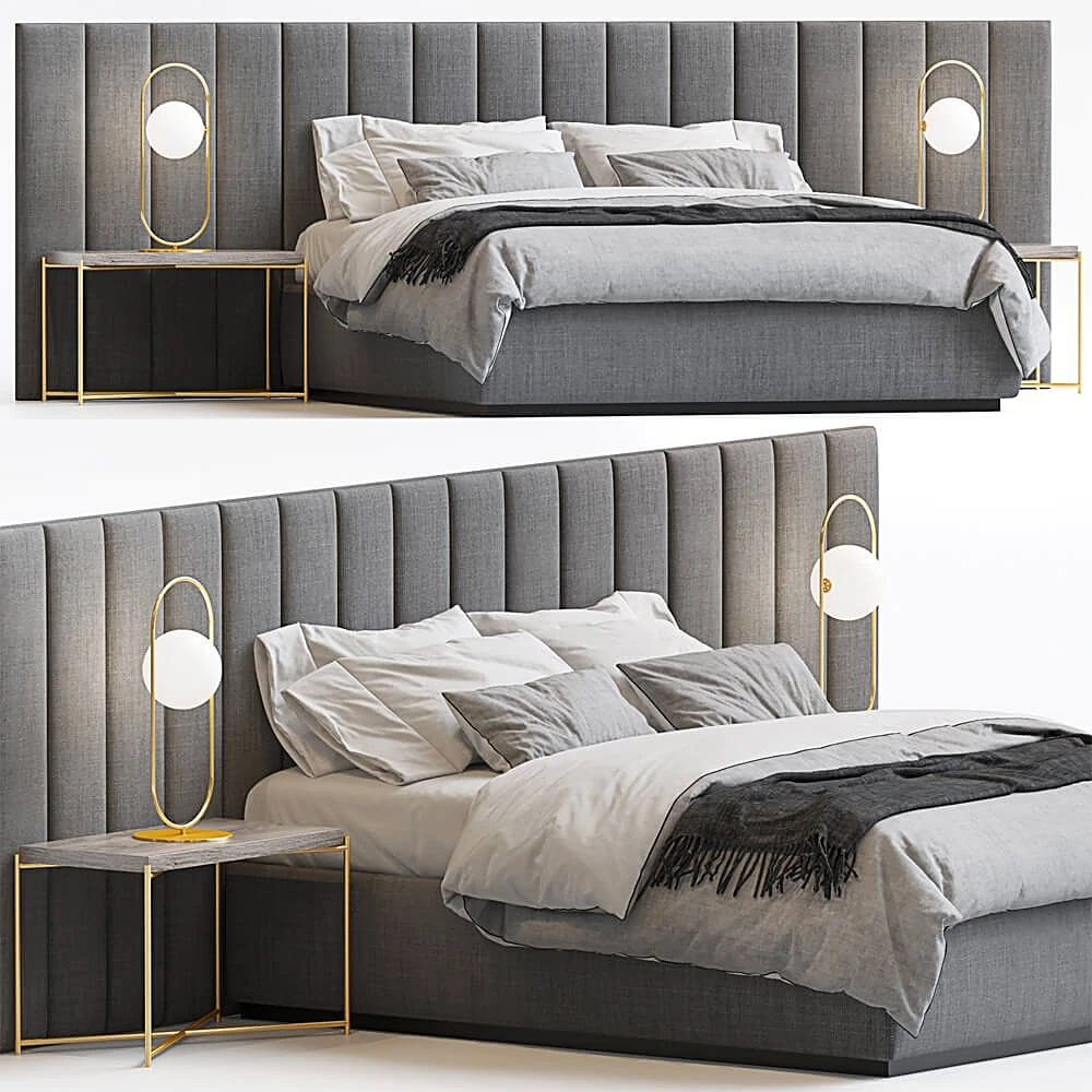 Upholstered Bed with Channel Tufted Headboard
