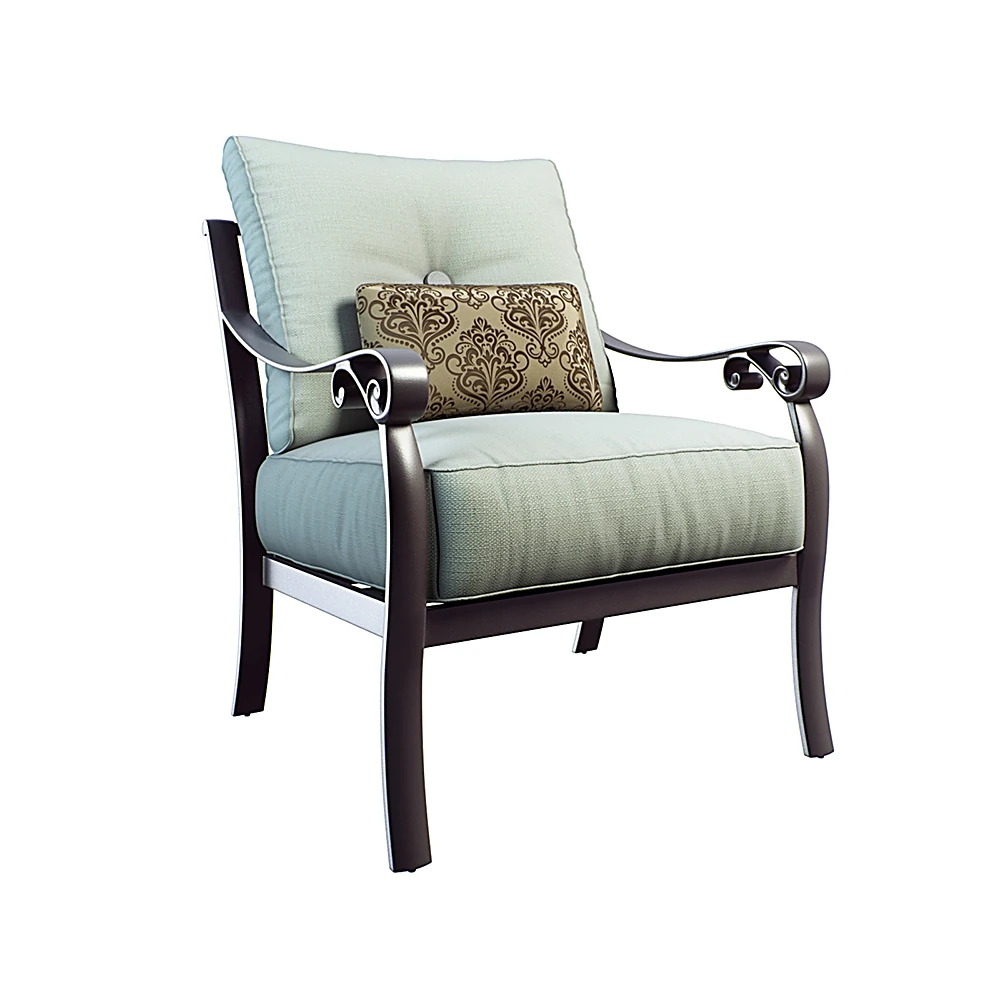 Cushioned Lounge Chair with Dark Metal Frame