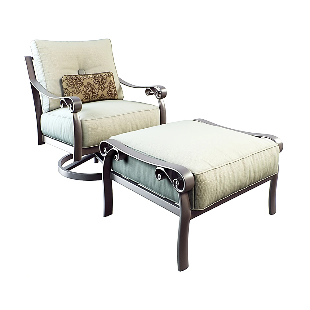 Outdoor Rocker and Ottoman Bellanova Cushioned by Agio
