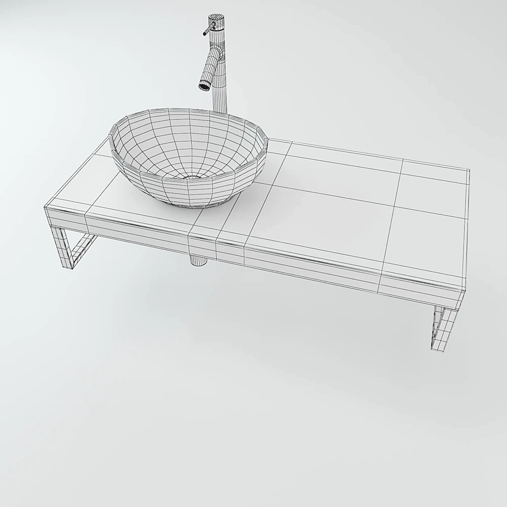 Modern Wash basin with wooden countertop (2)