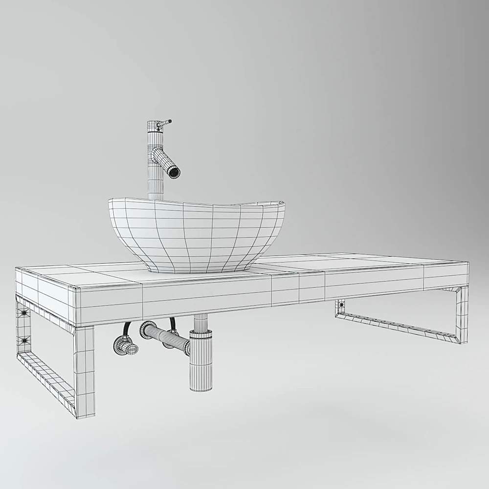 Modern Wash basin with wooden countertop (3)