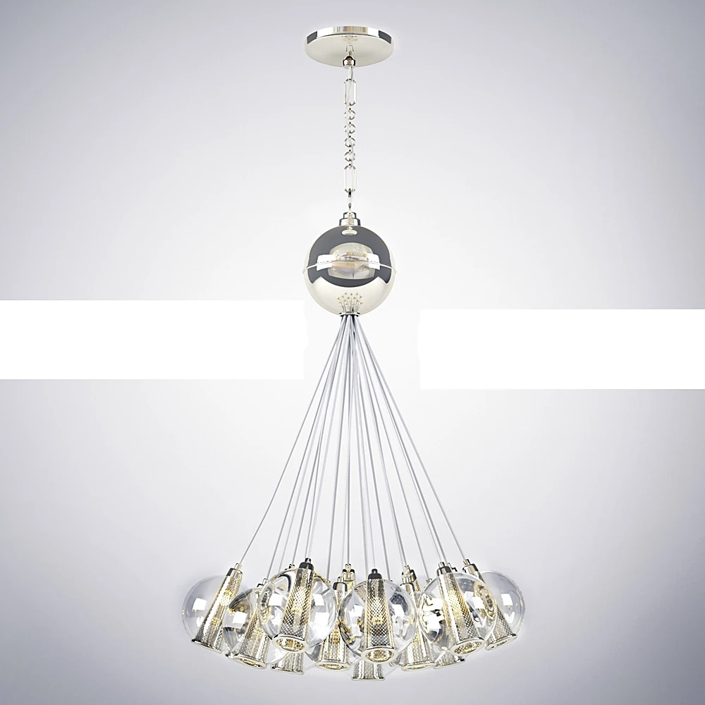 Ceiling Lamp with Polished Nickel and Clear Glass Bouquet