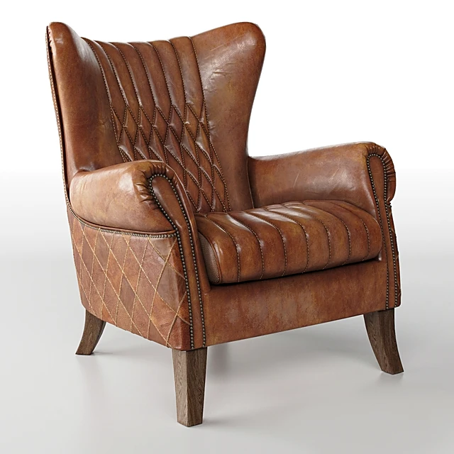 Classic Leather Armchair Bugatti by Sarreid