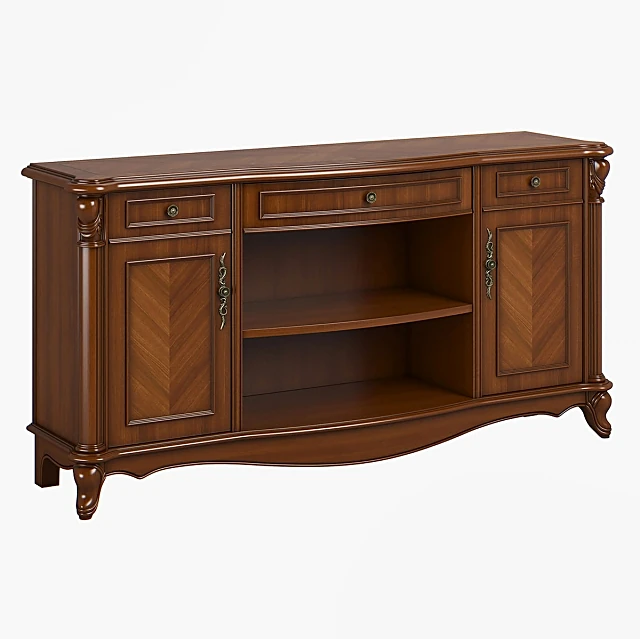 Classic Wood Sofa Back Cabinet with Ornate Details