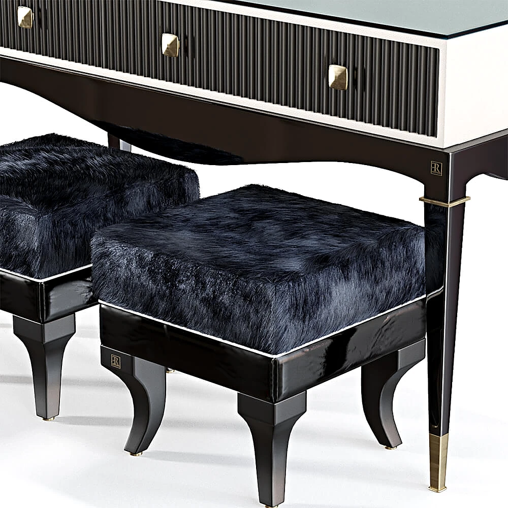 Console Table and Ottomans by Ferris Rafauli (2)