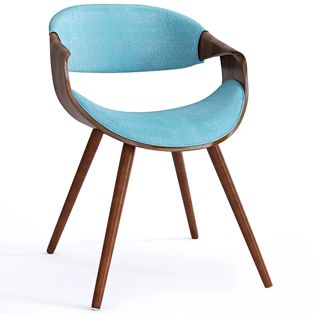 Mid Century Modern Chair with Curved Walnut Frame