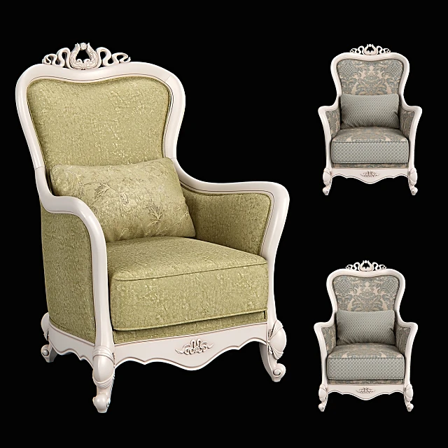 Classic Armchair with Ornate Carved Frame