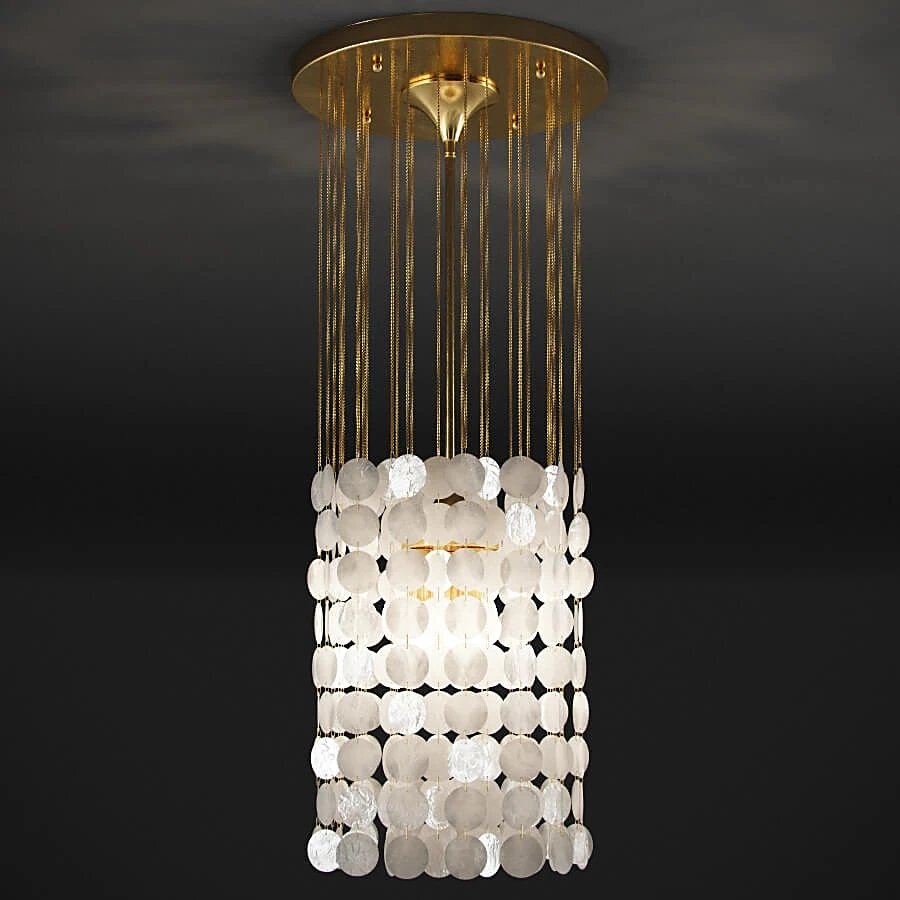 Chandelier with Capiz Shells and Gold Finish