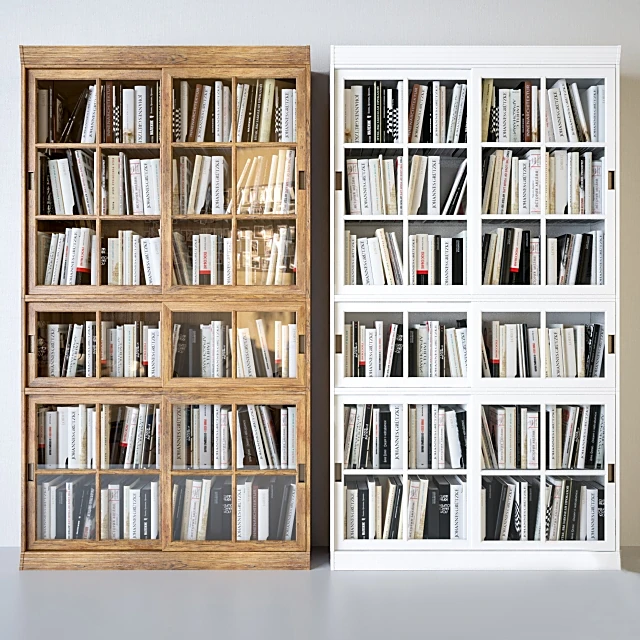 Bookshelves with Sliding Glass Doors
