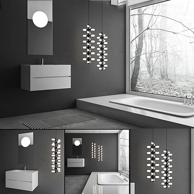 Bathroom furniture set with minimalist design