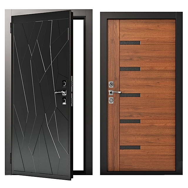 Entrance Doors Modern Geometric and Wood-Look