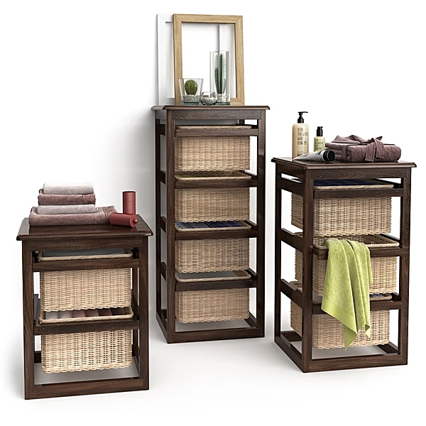 Bathroom furniture with baskets with Wenge Wood and Wicker