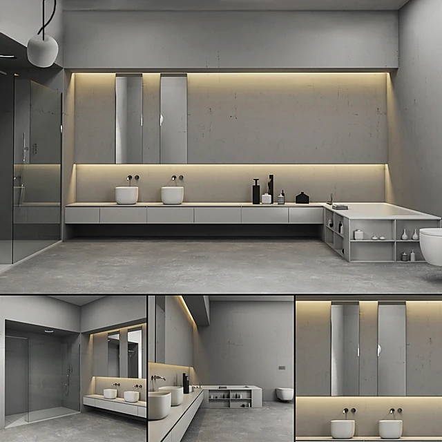 Bathroom furniture set with Modern Minimalist Design