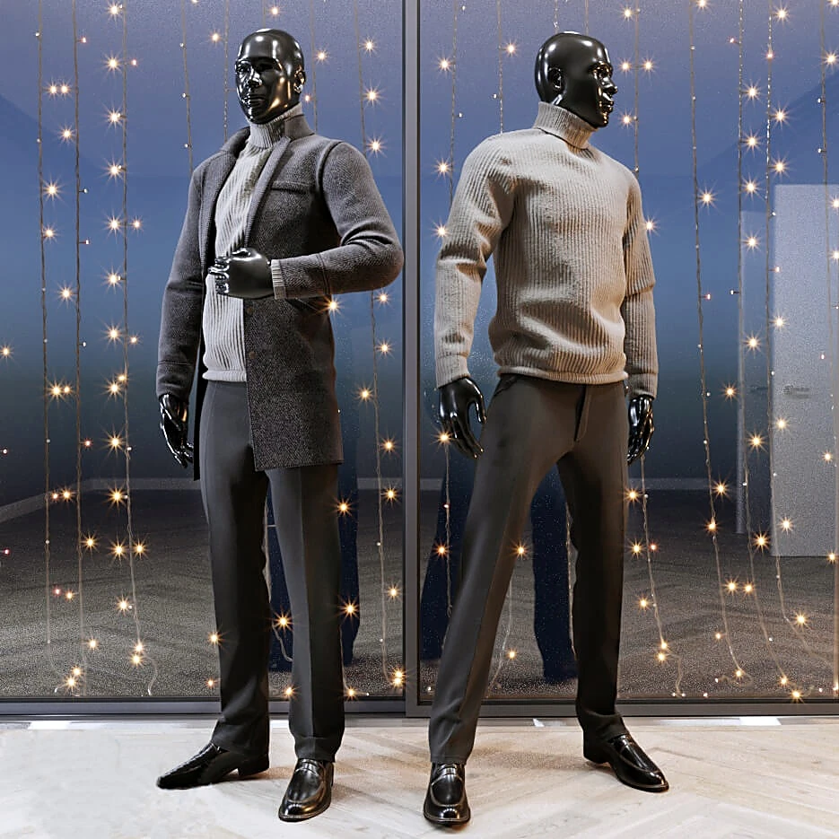 Male Mannequin Set with Glossy Black Finish