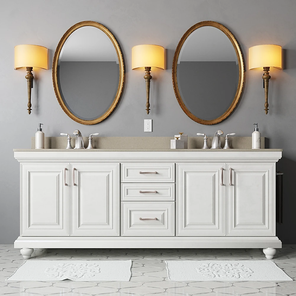 Double Bathroom Vanity with Classic White Finish