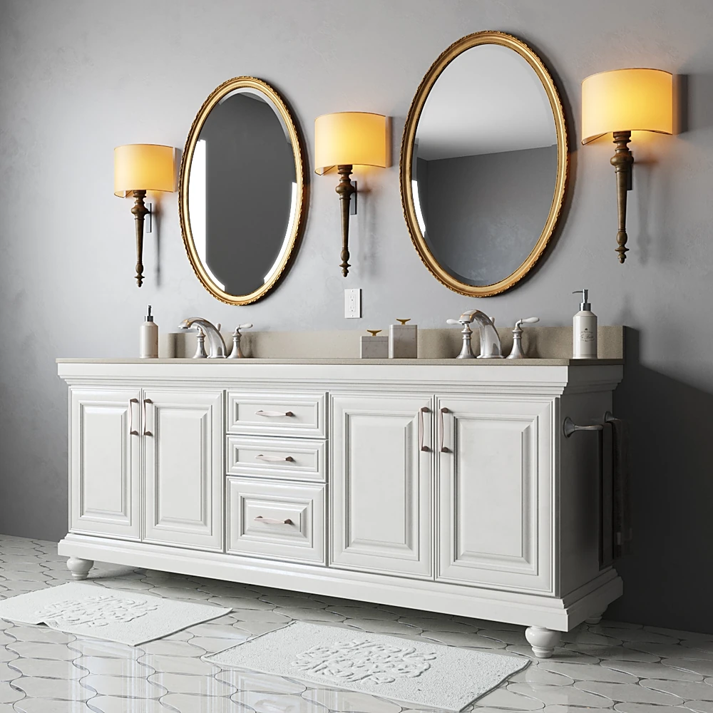 Double Bathroom Vanity with Classic White Finish (2)