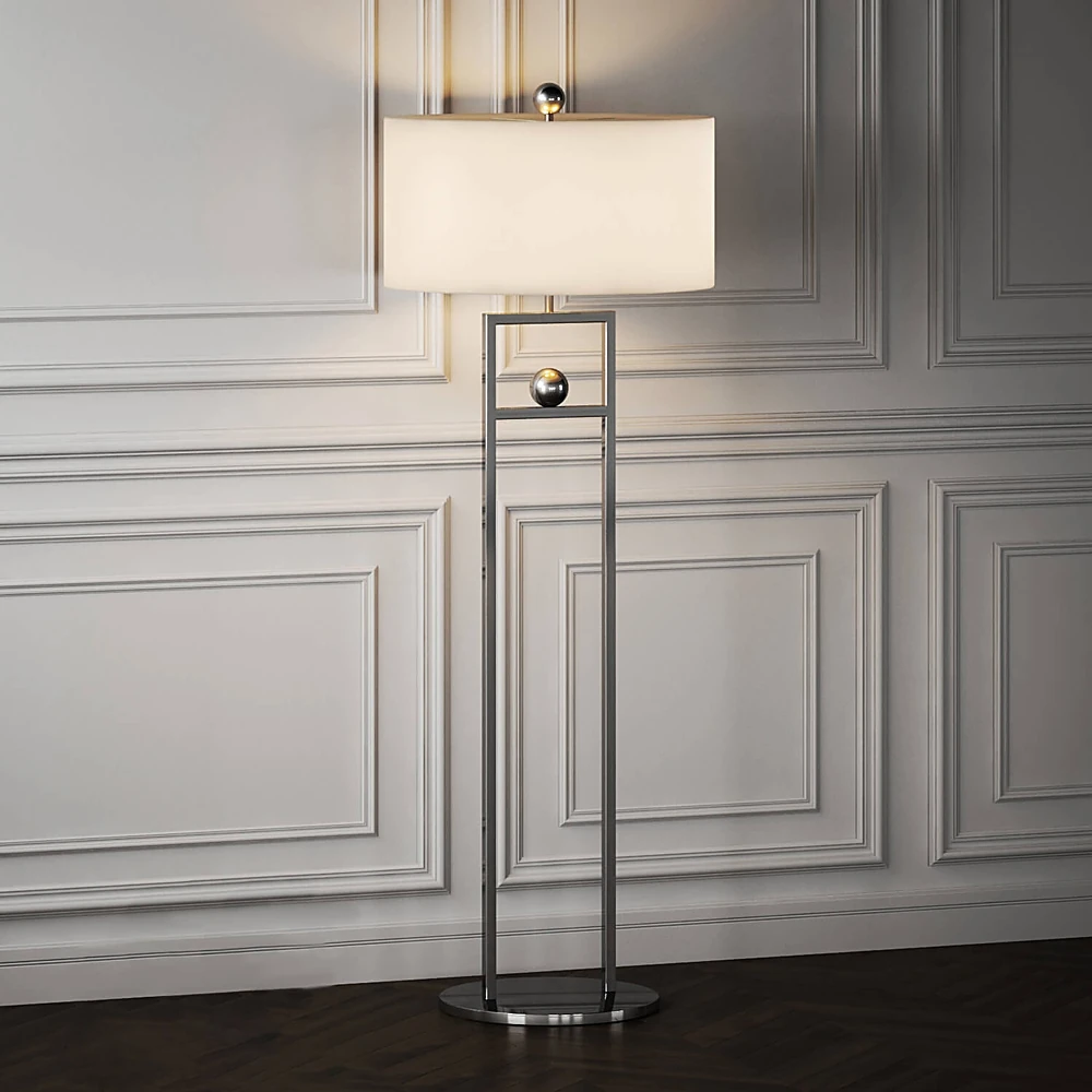 Floor Lamp with Polished Metal Frame