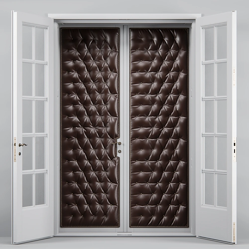 Double Doors with Tufted Leather Panels