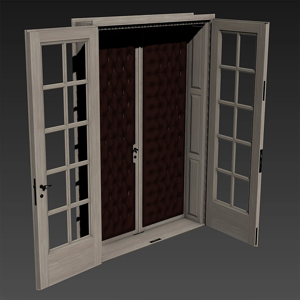 Double Doors with Tufted Leather Panels (3)
