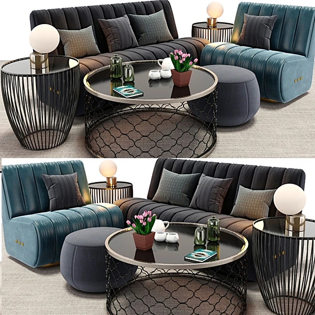 Living Room Set with Channel-Tufted Sofa and Armchair