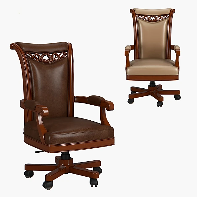 Classic Office Chair with Carved Wood Details