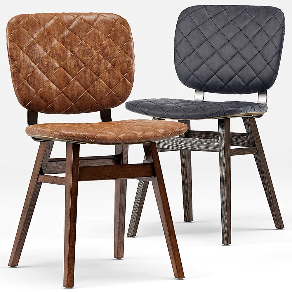 Dining Chair with Quilted Leather and Industrial Loft Style