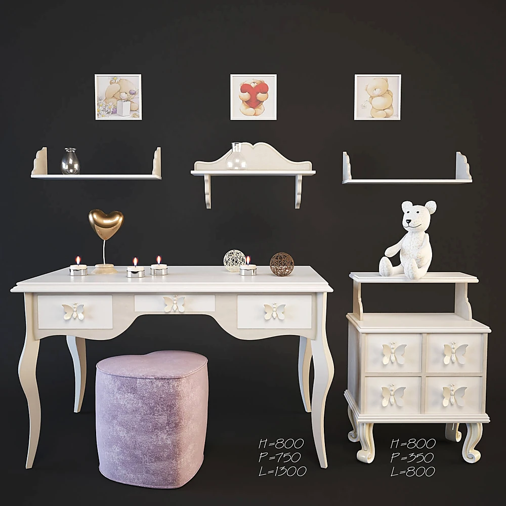 Kindermöbel-Set mit Schmetterlingsmotiven