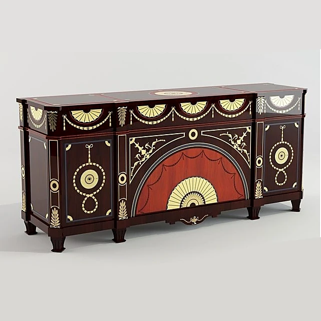 Sideboard with Ornate Gold Inlays