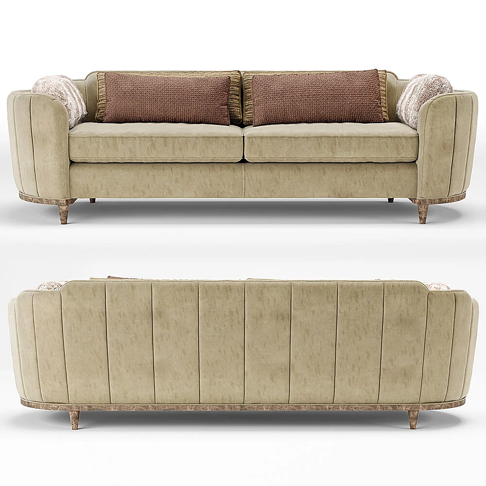 Beige Velvet Round Barrel Sofa