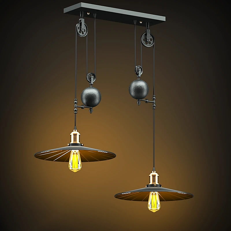 Loft Industrial Pulley Ceiling Lamp