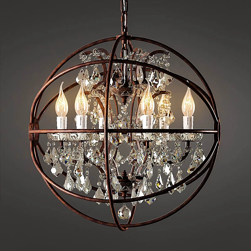 Crystal Chandelier with Spherical Metal Frame